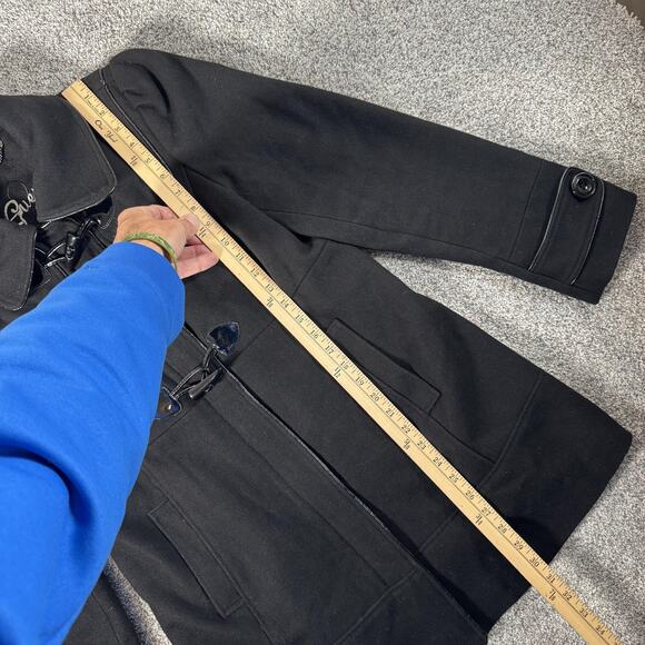Guess Coat Womens Large Black Wool Blend Toggle Duffle Mid Length Lined Winter - Picture 2 of 13
